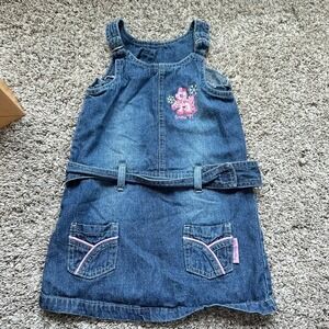 Vintage My Little Pony Girls Denim Jumper Dress Size 5 Snow'El Embroidered